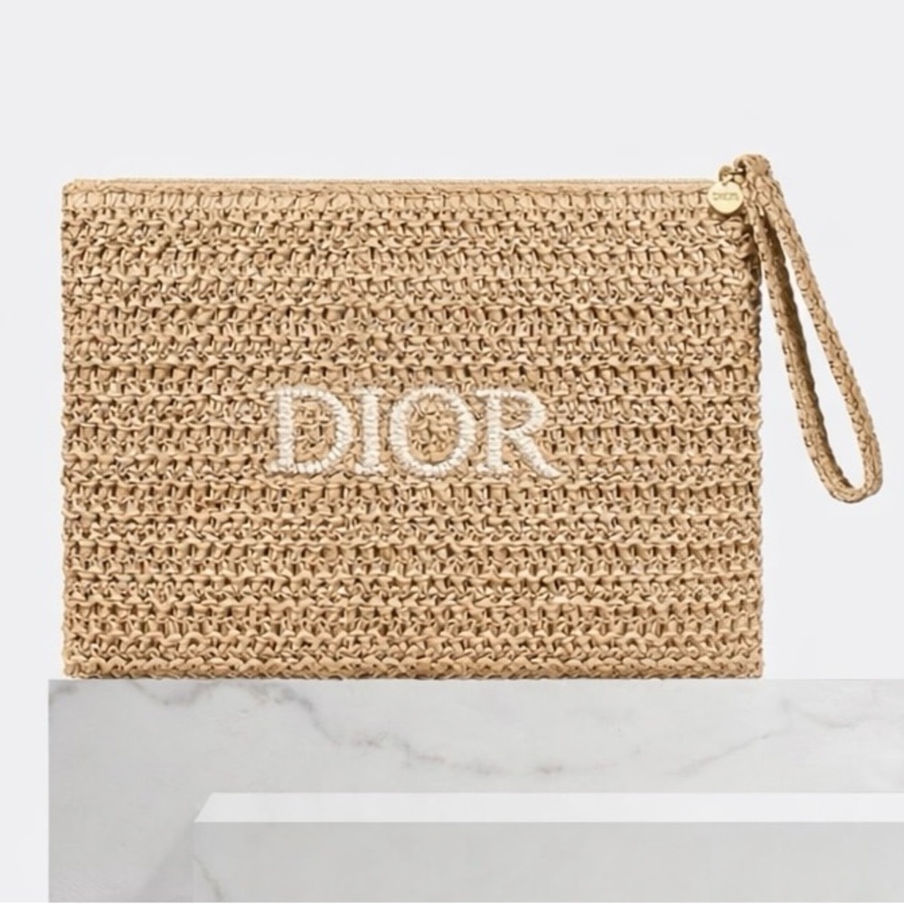 DIOR Beauty Raffia Pouch 2025 Summer Rattan Cosmetic Pouch Beige NEW!
